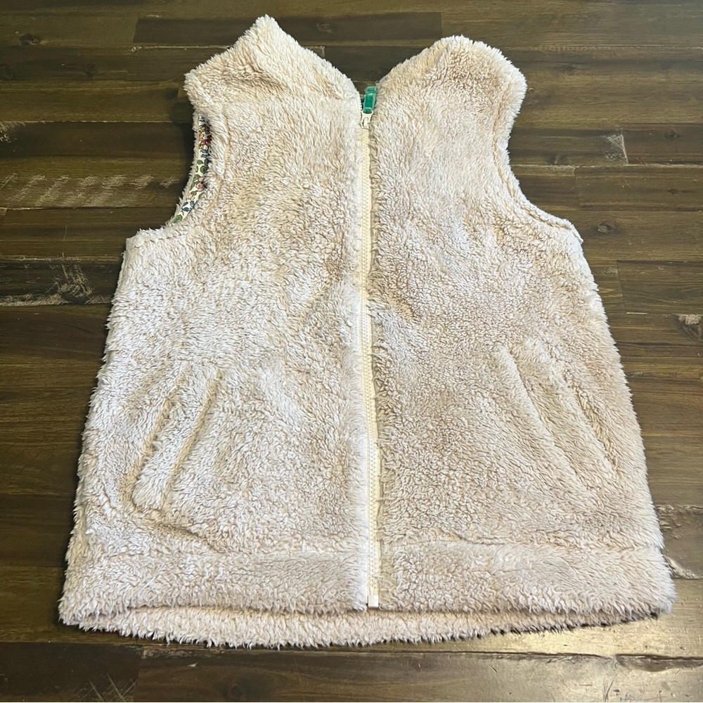Mini Boden Teddy Cozy Sherpa Vest Zip Up Hooded Winter Lined Girls 11 12
